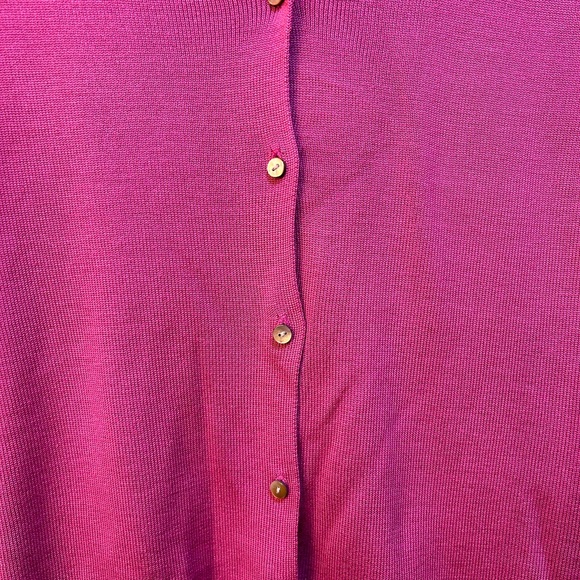 Ann Taylor Women Silk Long Sleeve Crew Neck Cardigan Sweater Pink Size XL - Picture 4 of 5